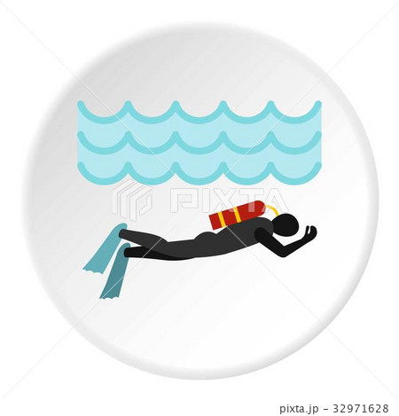 Aqualanger in diving suit icon circle 32971628