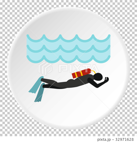 Aqualanger in diving suit icon circle 32971628