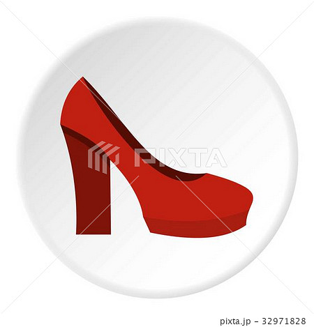 Red high heel shoes icon circle 32971828