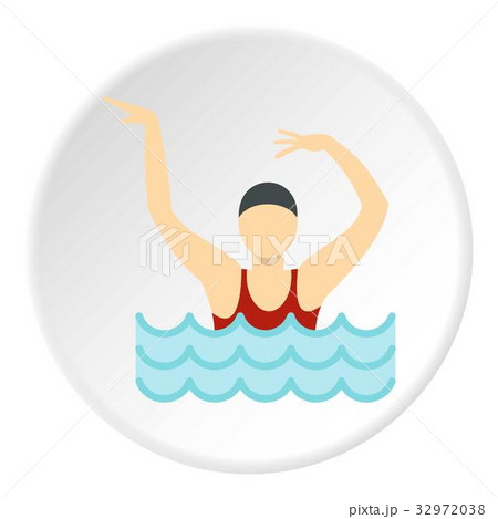Dancing figure in a swimming pool icon circle Dancing figure in a swimming pool icon circle 32972038