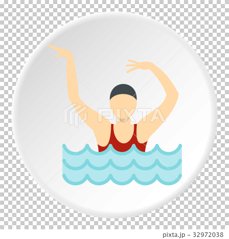 Dancing figure in a swimming pool icon circle Dancing figure in a swimming pool icon circle 32972038