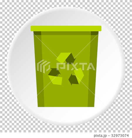 Green bin with recycle symbol icon circle Green bin with recycle symbol icon circle 32973074