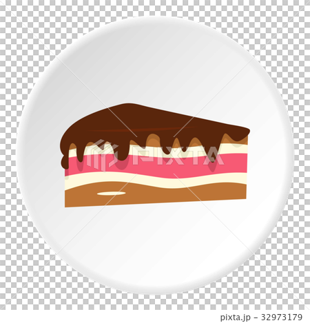 Piece of cake with chocolate cream icon circle Piece of cake with chocolate cream icon circle 32973179