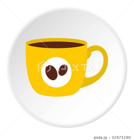 Yellow cup of coffee icon circle 32973290