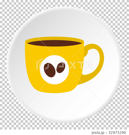 Yellow cup of coffee icon circle 32973290