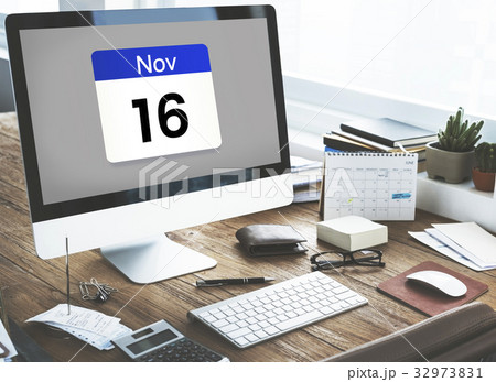 Illustration of calendar schedule personal organizer on computer 32973831