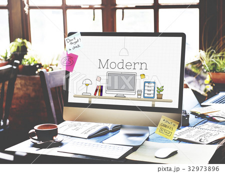 Office Workspace Interior Modern Design Graphic Office Workspace Interior Modern Design Graphic 32973896