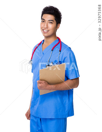 Doctor holding with clipboard Doctor holding with clipboard 32975368