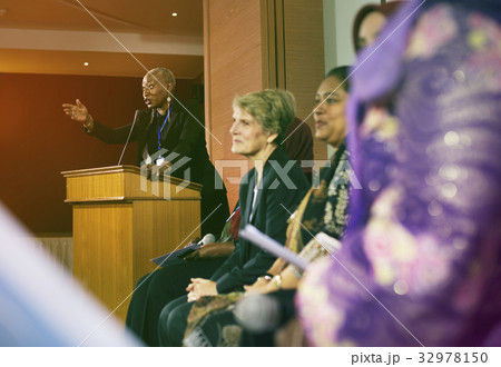 Speaker Woman Speech Microphone International Conference 32978150