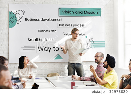 Workers working on whiteboard network graphic overlay Workers working on whiteboard network graphic overlay 32978820