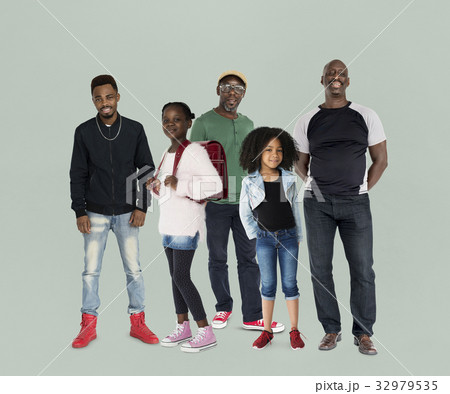 Group of African Descent People Together Set Studio Isolated 32979535