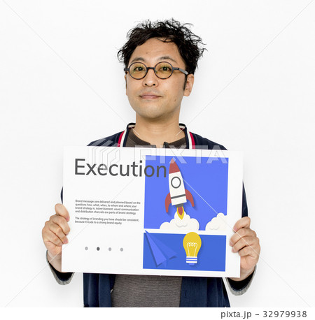 Man holding network graphic overlay billboard Man holding network graphic overlay billboard 32979938