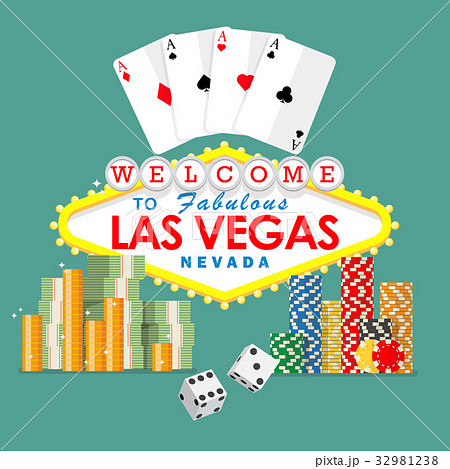 Welcome to Las Vegas sign with gambling elements 32981238