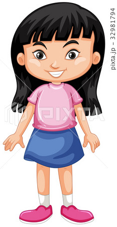 Cute girl with black hair 32981794