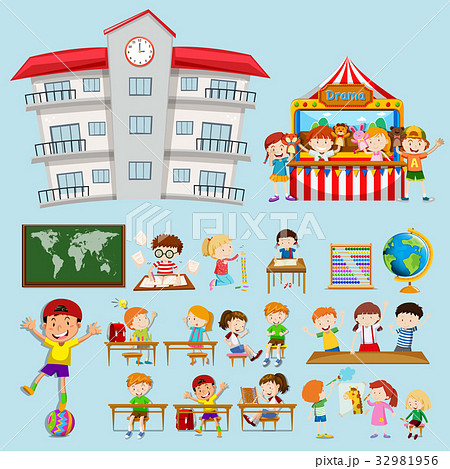 School scenes with kids in classroom 32981956