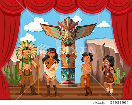 Native american tribe on stage 32981966