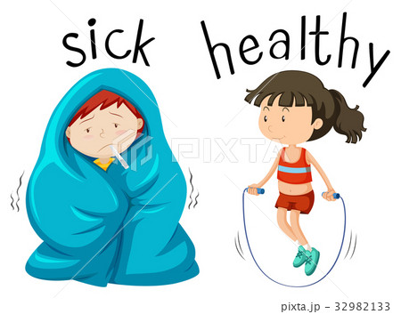 Opposite wordcard for word sick and healthy 32982133