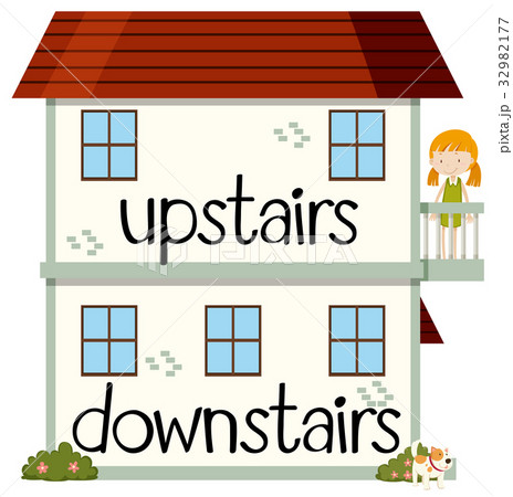 Opposite wordcard for upstairs and downstairs 32982177