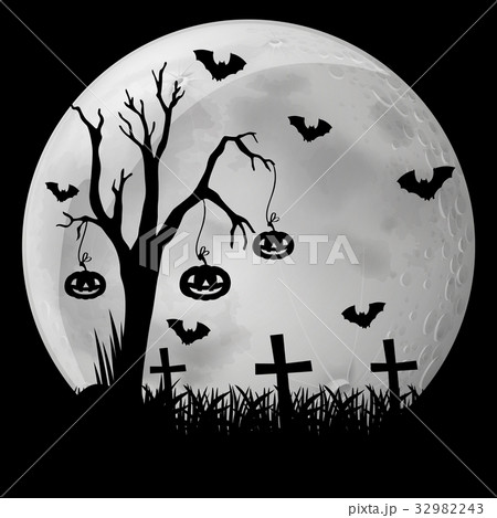 Silhouette background with bats in graveyard Silhouette background with bats in graveyard 32982243