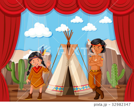 Native americans roleplay on stage 32982347
