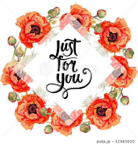 Wildflower poppy flower frame in a watercolor Wildflower poppy flower frame in a watercolor 32983650