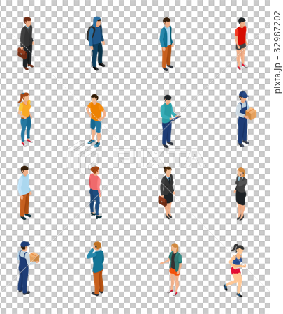 Cool isometric people of different professions by  32987202