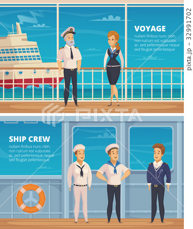 Ship Crew Characters Cartoon Banners  Ship Crew Characters Cartoon Banners  32991702