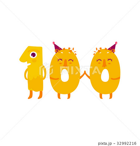 Vector cute animallike character number hundred Vector cute animallike character number hundred 32992216