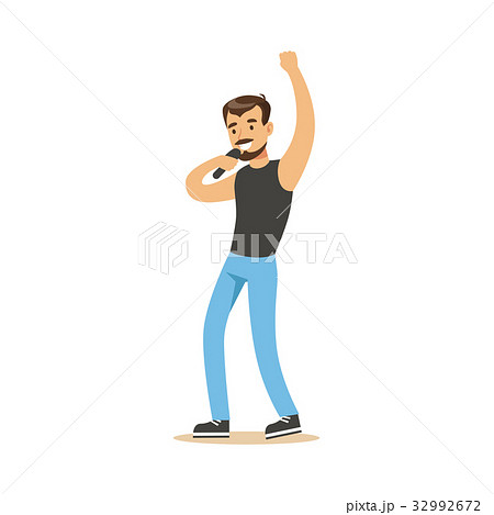 Singer man performing a song vector Illustration 32992672