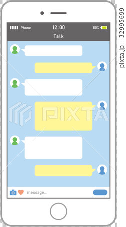 スマートフォン トーク画面 白のイラスト素材