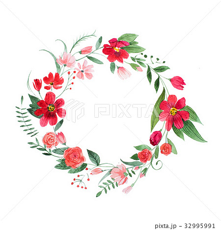 Delicate floral coronet made of pink and red 32995991