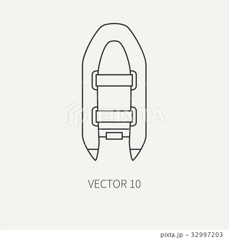 Line flat vector fisher and camping icon 32997203