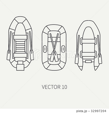 Line flat vector fisher and camping icon 32997204
