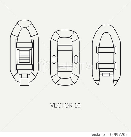 Line flat vector fisher and camping icon 32997205
