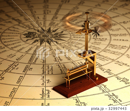 Rotating Anemometer On Map Of The Winds Rotating Anemometer On Map Of The Winds 32997443