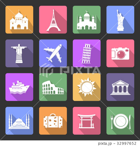 Travel and landmarks flat icons 32997652