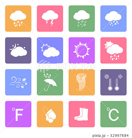 Weather flat icons set 32997684