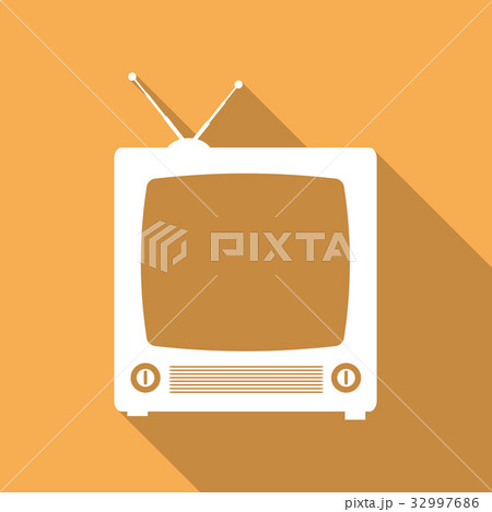 Retro TV icon with long shadow 32997686