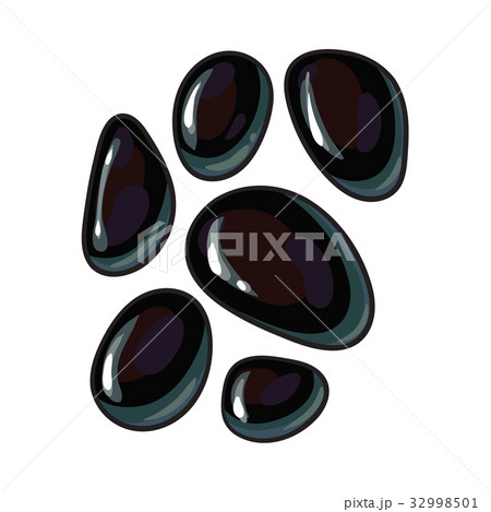 Set of shiny black stones for massage, spa salon 32998501