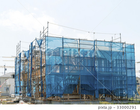 戸建て住宅建設現場　イメージ　足場 33000291