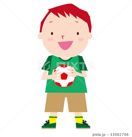 サッカーボールを持つ男の子のイラスト素材