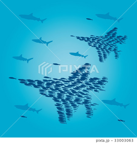 魚群のイラスト素材