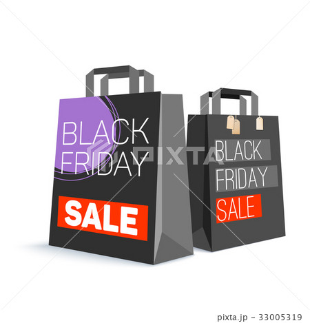 Black Paper Shopping Bag With Ad Text Blackのイラスト素材