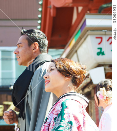 The portrait of man and woman looking somewhere in the town The portrait of man and woman looking somewhere in the town 33006955