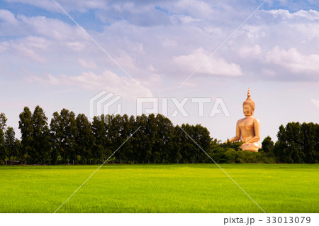 Great Buddha and rice field, Ang Thong, Thailand 33013079