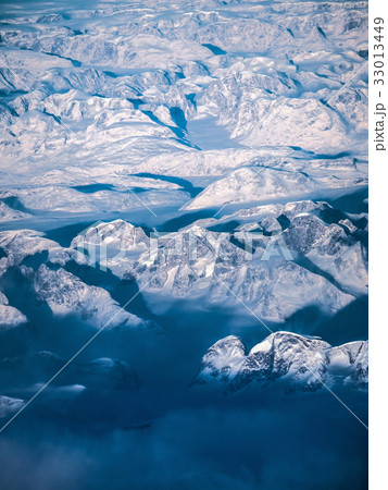 Greenland Snow Mountains, aerial shot. 33013449