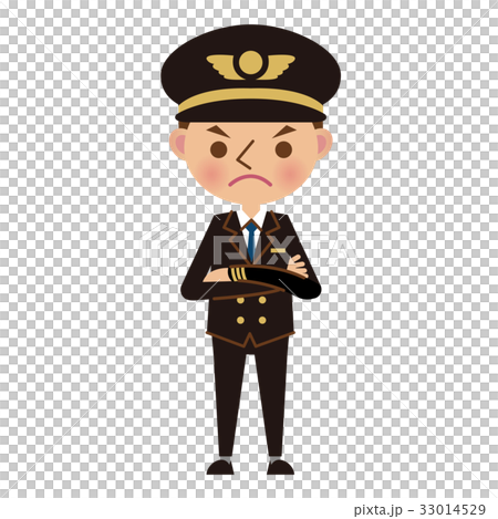 Angry face pilot with arms folded - Stock Illustration [33014529] - PIXTA
