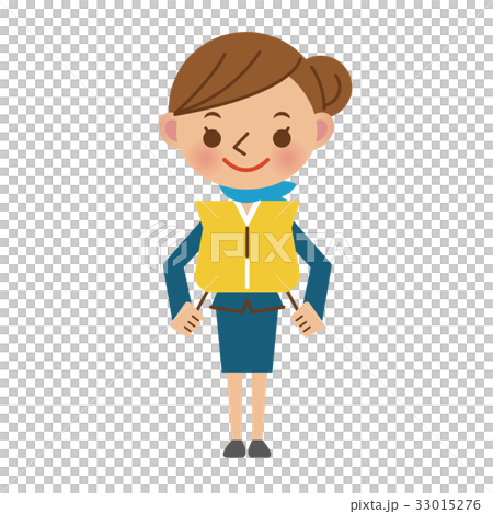 穿著救生衣並解釋如何使用它的客艙服務員 33015276