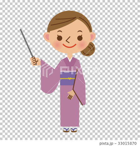 差し棒を使いお客様に説明をする旅館の女将さん 33015870