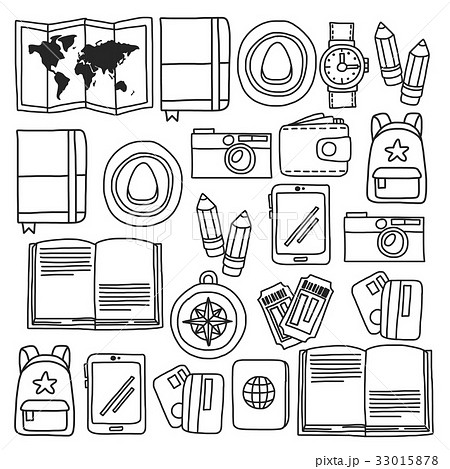 Vector doodle set with travel icons Adventure Vector doodle set with travel icons Adventure 33015878